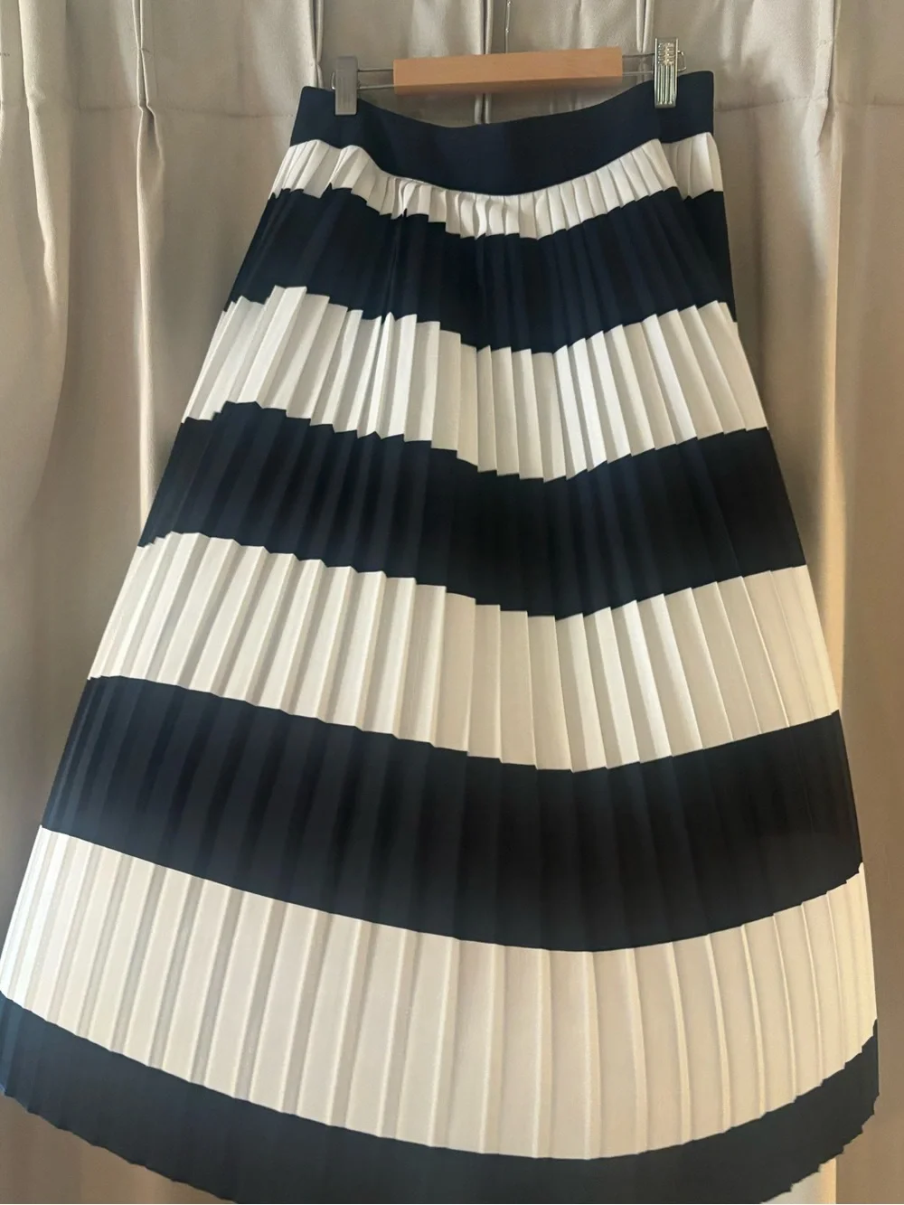 J.Crew| navy and white midi skirt